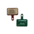 Front and back view of brake pads. The back is dark green with Tektro E11.11 D13ao34N printed on it.