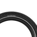 Ebike tire, 20" x 33" size, zoomed in to show Rad Power Bikes logo
