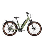 Right side view of a Radster Trail electric commuter bike, size large in fir green