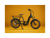 The right side of a deep emerald green electric bike with the kickstand down against a gold background.