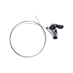 Replacement 7-speed shifter. Silver and black controller with thumb levers along with shifter cable