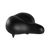 A close-up view of a matte black Enhanced Comfort Saddle, a wide and cushy bike saddle