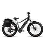 Fremont Pannier on the rear rack of a RadRover electric fat tire bike