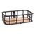 Large black basket with a wooden base