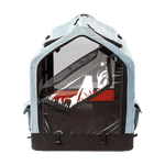 Front of the Rad Trailer Pet Insert, showing the clear front window and mesh window, both of which can be unzipped.