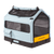 Side view of the Rad Trailer Pet Insert, showing how the top window unzips and the side pocket for extra storage. Also shows reflector on the rear door.